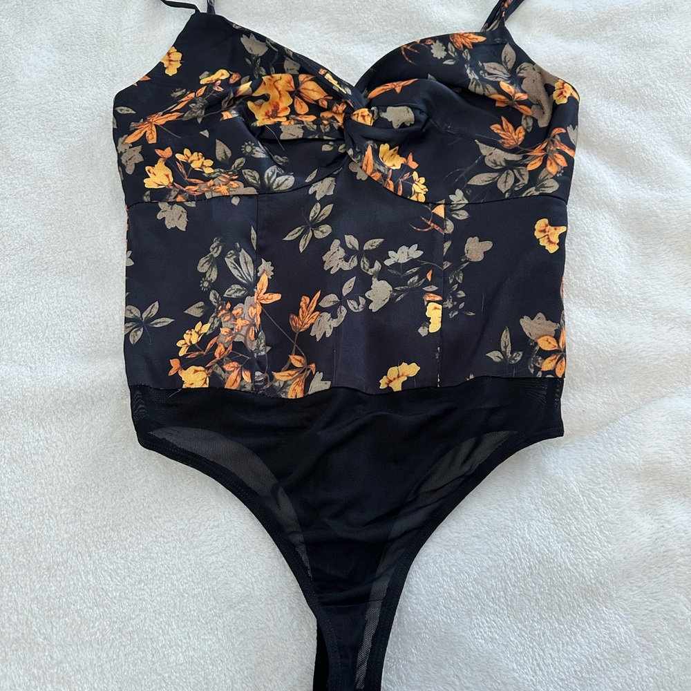 Lulu's Black and Orange Floral Kids Bodysuit